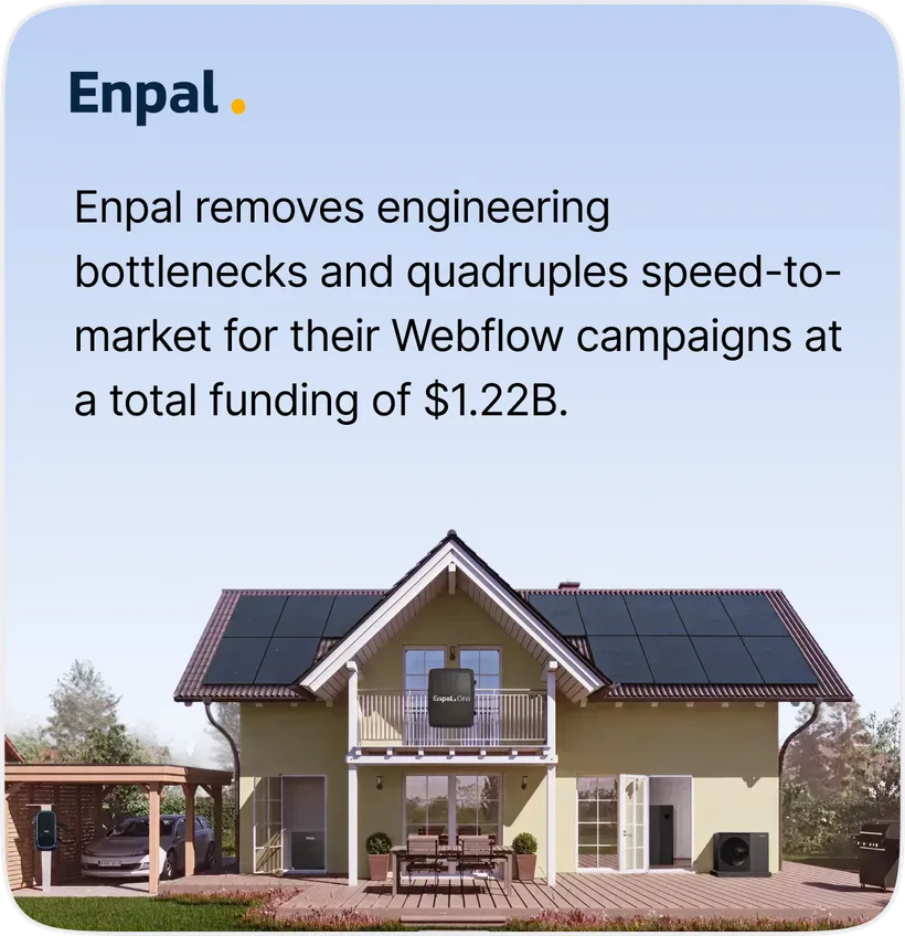 Enpal: removed engineering bottlenecks and quadrupled speed-to-market for Webflow campaigns, at $1.22B total funding